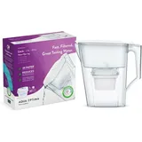 Aqua Optima Liscia Wasserfilterkanne & 3 x 30 Day Evolve+ Wasserfilterkartuschen, 2, 5 Liter Fassungsvermögen, zur Reduzierung von Mikroplastik, Chlor, Kalk und Verunreinigungen, weiß, One Size