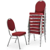 Raburg Stapelstuhl 8er Set DAVID - stabil bis 150 kg in ROT, Gewerbequalität + stapelbar für: Konferenz, Seminar, Wartezimmer, Bankett, Theater, Oper, Schule/Uni & Gastro/Hotel