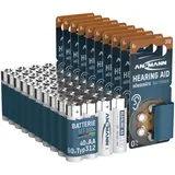 ANSMANN 60x Hörgerätebatterien Braun Typ 312 P312 + 40x Batterien AA Alkaline