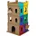 Relaxdays Katzenburg, 3 Etagen, Katzenschloss, Papphaus zum Bemalen, Stecksystem, HBT: 107,5x62x62 cm, Pappe, braun