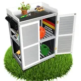 Coemo Gartenschrank Lola aus Holz Balkonschrank mit verzinkter Arbeitsplatte