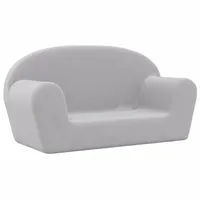 vidaXL Kindersofa 2-Sitzer Hellgrau Weich Plüsch
