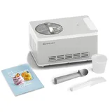 Springlane Eismaschine & Joghurtbereiter Elisa 2,0 L mit selbstkühlendem Kompressor 220 W, Edelstahl mit Kühl- und Heizfunktion, inkl. Rezeptheft - Silber)