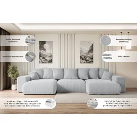 altdecor Ecksofa mit Schlaffunktion und Bettkasten Corner Sofa Eckcouch Couch U-Form universal, links/rechts angeordnet Schlafcouch Ausziehbar Wohn... - Grau/Dunkelgrau