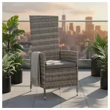 Feel2Home Gartensessel Verstellbarer Garten Relaxsessel Grau Polyrattan Gartenmöbel Balkon (Stück, 1-St), Verstellbare Rückenlehne grau