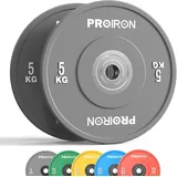PROIRON Hantelscheiben, Olympic Bumper Plates 50mm, 5-25kg, Hartgummi, Hanteln Gewichtsscheiben nach IWF Standard