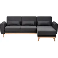 Beliani 3-Sitzer Ecksofa mit Schlaffunktion Schwarz Linksseitig mit Polsterung Gepolstert Holzbeine Stoffsofa Modern Wohnzimmer - Schwarz