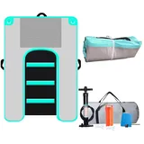 HAIXHX Aufblasbare Hunderampe Für Boote, Tragbare, Faltbare Pool-Treppe Für Hunde, Hochsichtbare, rutschfeste, Schwimmende Plattform Für Haustiere Mit Aufbewahrungstasche Und Befestigungsseil(Green)