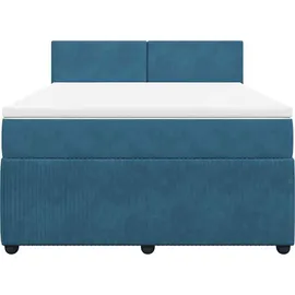 vidaXL Boxspringbett mit Matratze Blau 140x200 cm Samt