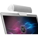 GOgroove SonaVERSE PC Soundbar für Laptops - USB-betriebene Mini-Soundbar mit tragbarem externem Clip-On-Lautsprecherdesign für Monitor, EIN Kabel für Audio und Strom (Weiß)