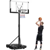 Vevor Basketballständer max. 3,05 m höhenverstellbarer Basketballkorb, Basketballanlage mit Rollen & 1219,2 mm PC-Rückwand, Backboard-Set Basketballkorbsystem für Terrassen Poolrand Schulen