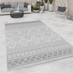 Teppich PACO HOME "Vermont 184", grau, B:120cm H:4mm L:160cm, Polypropylen, Teppiche, Flachgewebe, modernes Design mit Rauten, gesteift, Outdoor geeignet