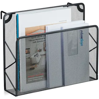 Relaxdays Zeitschriftenhalter Wand, Zeitungsablage hängend, Wandkorb, HBT 28x35,5x10 cm, Magazinhalter, Metall, schwarz