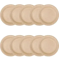 200 Pappteller natur Kraftkarton be green Ø 23cm Eco braun