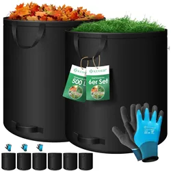 KESSER® Gartensack Set Laubsack Gartenabfallsack inkl. Handschuhe - Selbststehend 4 Griffe Stabil Robust & Faltbar - Laubsäcke Rasenschnitt Gartensäcke für Gartenabfälle Grünschnitt
