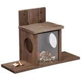 Relaxdays Eichhörnchen Futterhaus, mit 2 Eingängen braun
