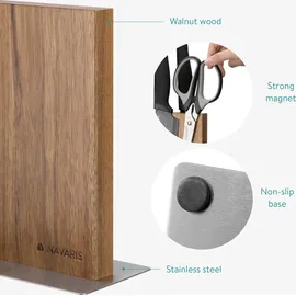 Navaris Messerhalter doppelseitig magnetisch aus Akazie - Magnet Messerblock Messerbrett Magnethalter beidseitig - Messer Halterung Holz unbestückt