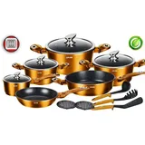 DMS DMS® 15-teilig Induktion KochTopf Topfset & Deckel Marbel Beschichtung Kupfer