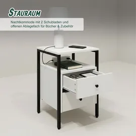 Relaxdays Nachtschrank 2 Schubladen 61 x 40 x 40 cm Weiß/Schwarz