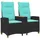 vidaXL Liegebank 126 x 65 x 112 cm Schwarz/Türkis
