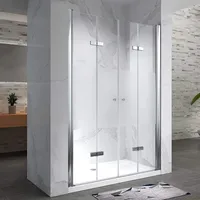 i-flair Duschfalttüren 100-104 cm - Höhe: 195 cm, Duschabtrennung aus 6 mm teilsatiniertem ESG Sicherheitsglas mit Nanobeschichtung