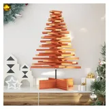 vidaXL Weihnachtsbaum, Tannenbaum Holz zum Schmücken, Christbaum Holzbaum DIY Weihnachten Dekoration, Dekobaum Weihnachtsdeko, Wachsbraun 80cm Massivholz Kiefer