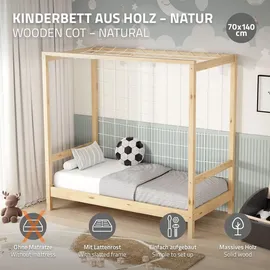 ML-Design Kinderbett Fußballtor 70 x 140 cm Kiefer naturbelassen beige