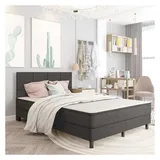 vidaXL Boxspringbett 140 x 200 cm Dunkelgrau