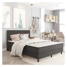 vidaXL Boxspringbett 140 x 200 cm Dunkelgrau