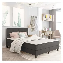 vidaXL Boxspringbett 140 x 200 cm Dunkelgrau