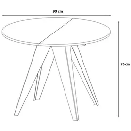 Feldmann-Wohnen Esstisch, Anthrazit, Holz, Rund,Rund, Stativgestell, 90x76x90 cm, Esszimmer, Tische, Esstische