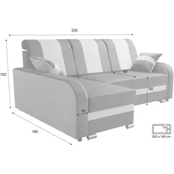 Robin BARI Ecksofa mit Schlaffunktion Bettkasten Sofa L-Form, Schlafsofa mit Bettkasten und Kissen, Freistehende Eckcouch Schlafcouch (Anthracite)