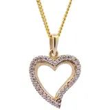 HOPLO Kreuzanhänger Anhänger Herz Zirkonia 333 Gold mit vergoldeter Silberkette 55 cm, Made in Germany 55 cm Unisex