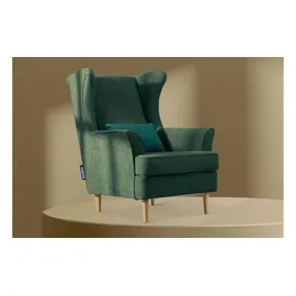 Konsimo Ohrensessel Stralis Webstoff 82 x 108 x 80 cm Blau mit Kissen