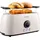 Steinborg Toaster 4 Scheiben mit Brötchenaufsatz Langschlitztoaster Toastautomat Automatische Abschaltung Doppelschlitztoaster Familientoaster Toastgerät LED Display mit Restzeitanzeige (Bulgur Beige)