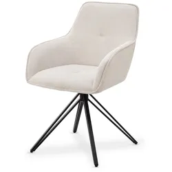 Juskys Drehstuhl Clyde mit Armlehne & Stoff Bezug - Esszimmerstuhl modern - Stuhl Cord Beige