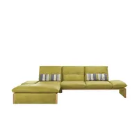 KOINOR Leder-Ecksofa mit Massivholzrahmen aus Wildeiche Humfrey ¦ grün ¦ Maße (cm): B: 314 H: 93 T: 159