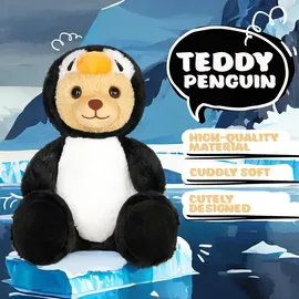 brubies Teddy Pinguin - 25 cm Teddybär im Pinguinkostüm mit Kapuze - Plüschtier für kuschelige Abenteuer - Kuscheltier Geschenk für Kinder
