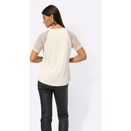 CREATION L Kurzarmshirt in champagner-silberfarben-bedruckt | Gr.: 38