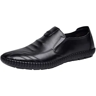Herren-Slipper – Herren-Wanderschuhe, breite Passform, Slipper, klassische Business-Loafer, Lederschuhe, bequem, Pendler, Büro, Walking, Mokassins, modische Fahrschuhe, Schwarz , 39 EU - 39 EU
