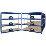 Proregal Mega Deal 5er-Sparset Profi-Schwerlastregal DINO HxBxT 180x180x60cm Fachlast 500kg Blau