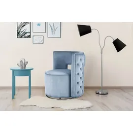 Kayoom Sessel Drehsessel Beverly 125, drehbar, Gestell aus Eisen,samtige Oberfläch (1-St), rund, glamourös, gesteppter Rücken, abgerundete,Drehsessel blau