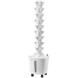 Vevor Hydroponisches Anbausystem, 50 Steckplätze, vertikaler 10-stöckiger Hydroponik Turm, Hydronikgarten mit Wasserpumpe und Rädern, Keimset für Zimmerpflanzen für Kräuter, Obst und Gemüse