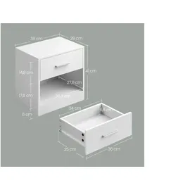 VASAGLE Nachtschrank 39,0 x 28,0 x 41,0 cm Weiß