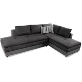 luma-home Federkern Ecksofa Doppelbett Dauerschläfer Bettkasten, Couch in Anthrazit, Grau Textil, 4-Sitzer, Füllung: Kaltschaum, Ottomane links, Eckteil,L-Form, 306x223 cm, Wohnzimmer, Sofas / Couches, Wohnlandschaften, Ecksofas