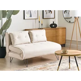 Beliani Schlafsofa Stoff 2-Sitzer Hellbeige