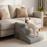 Hundetreppe 3 Stufen, rutschfeste Haustiertreppe für Kleine Hunde, Katzen Treppe für Bett &Sofa,Tragbar Hunderampe Katzentreppe mit Wasserdicht Waschbarem Bezug 56x40x40cm