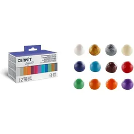 Cernit CEASS003C Set mit 12 Farben Ofenhärtende Polymer-Modelliermasse à 25g