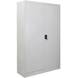 Proregal Flügeltürenschrank ELEPHANT Metall Aktenschrank komplett montiert abschließbar 180x120x40cm Stahl 4 Ebenen Stahlschrank Lichtgrau