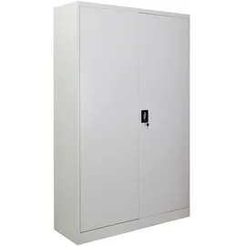 Proregal Flügeltürenschrank ELEPHANT Metall Aktenschrank komplett montiert abschließbar 180x120x40cm Stahl 4 Ebenen Stahlschrank Lichtgrau